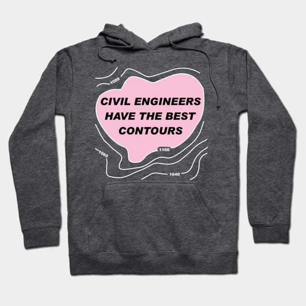 Civil Engineer Pink Contours White Lines Hoodie by Barthol Graphics